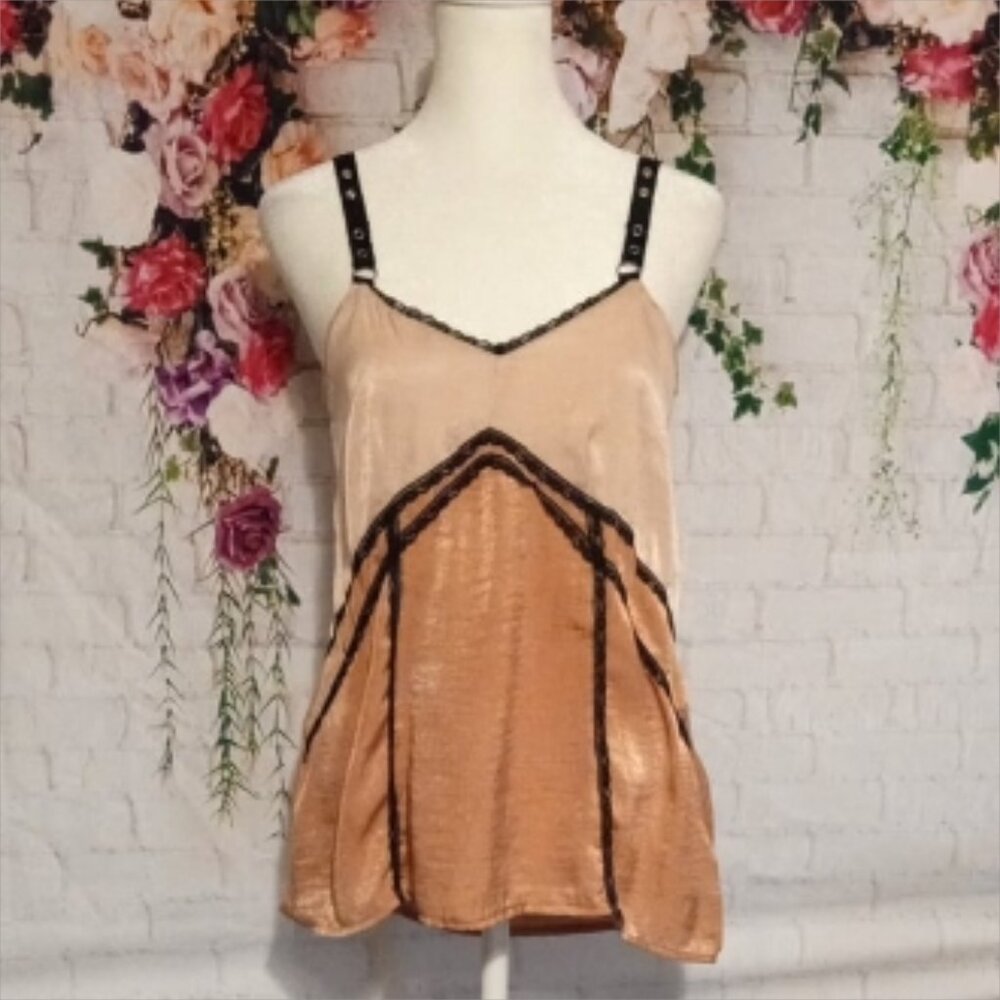 Zara Elegant Tan and Black Women's Tank